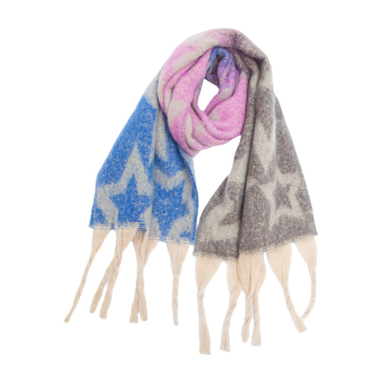 Shawl Foreign Trade Autumn and Winter Thickening Scarf Circle Yarn Coarse Tassel Jacquard Scarf - 图片 9