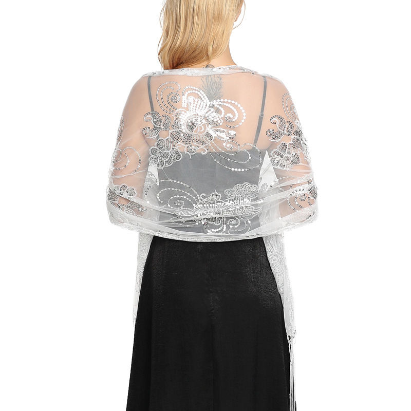 Sequined Embroidered Tassel Shawl Evening Dress Dinner Shawl Women Cheongsam Shawl - 图片 3
