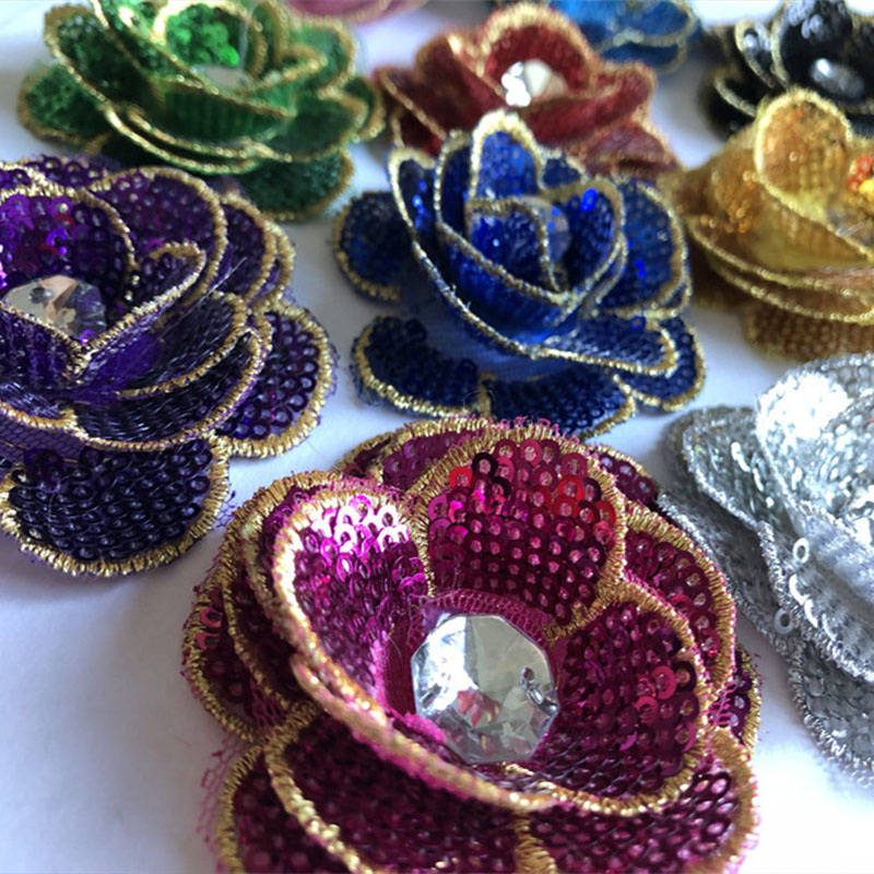 5pc Diamond Little Flower Embroidered Cloth Stickers Gold Thread Patch Wedding Dress Clothes Decoration Repair Accessories - Image 3