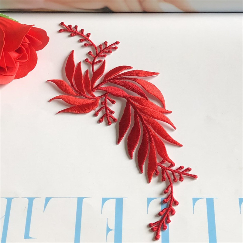 Embroidered Leaves Cloth Patch Cheongsam Clothes Hanfu Decoration Accessories Adhesive Handmade Diy - 图片 9