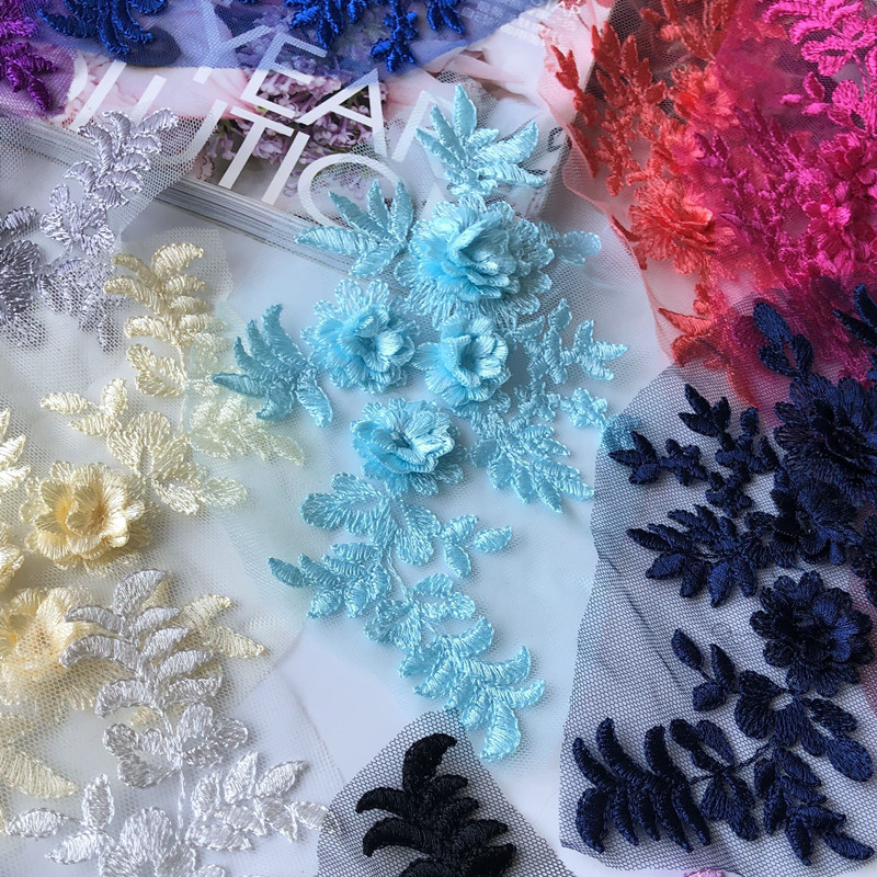 Flower Embroidered Cloth Stickers Mesh Lace Patch Children's Clothes Decoration Wedding Dress Accessories Hand Sewing Diy - 图片 4