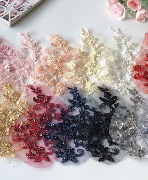 Flower Mesh Embroidered Cloth Stickers Lace Patch Wedding Dress Hanfu Decoration Accessories Diy