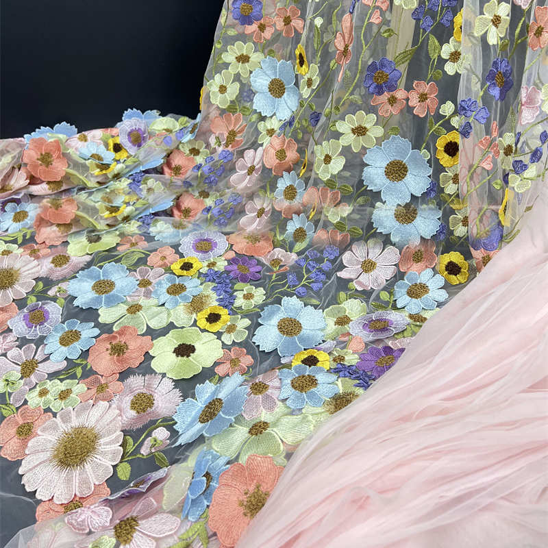 Flower Three-Dimensional Mesh Lace Embroidery Fabric DIY Evening Dress Fabric Lace - 图片 11