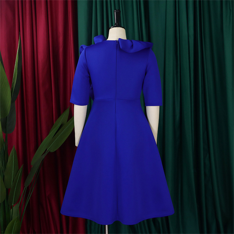 Women's Clothing Fashion Elegant Solid Color Large Swing Skirt Ruffled Dress - 图片 11