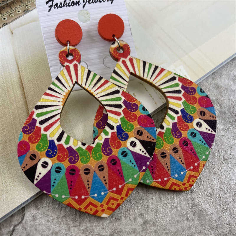 Retro Earrings Ornament Jewelry Antique Earrings Wooden Dangle Earrings Bohemian Style - 图片 12