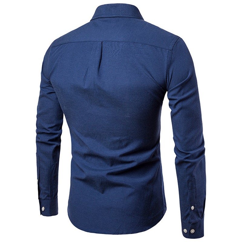 Mens Oxford Cotton Casual Button Down Dress Shirt Slim Fit Shirt Top Long Sleeve - 图片 6