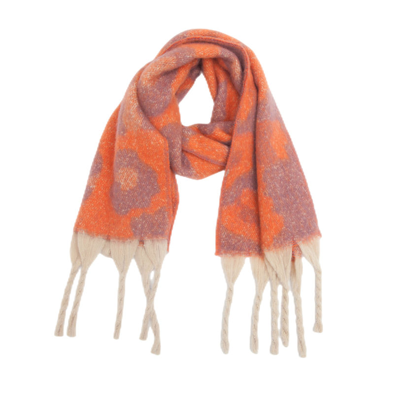Shawl Winter Circle Yarn Coarse Tassel Jacquard Large Leopard-Print Scarf Keep Warm - 图片 11