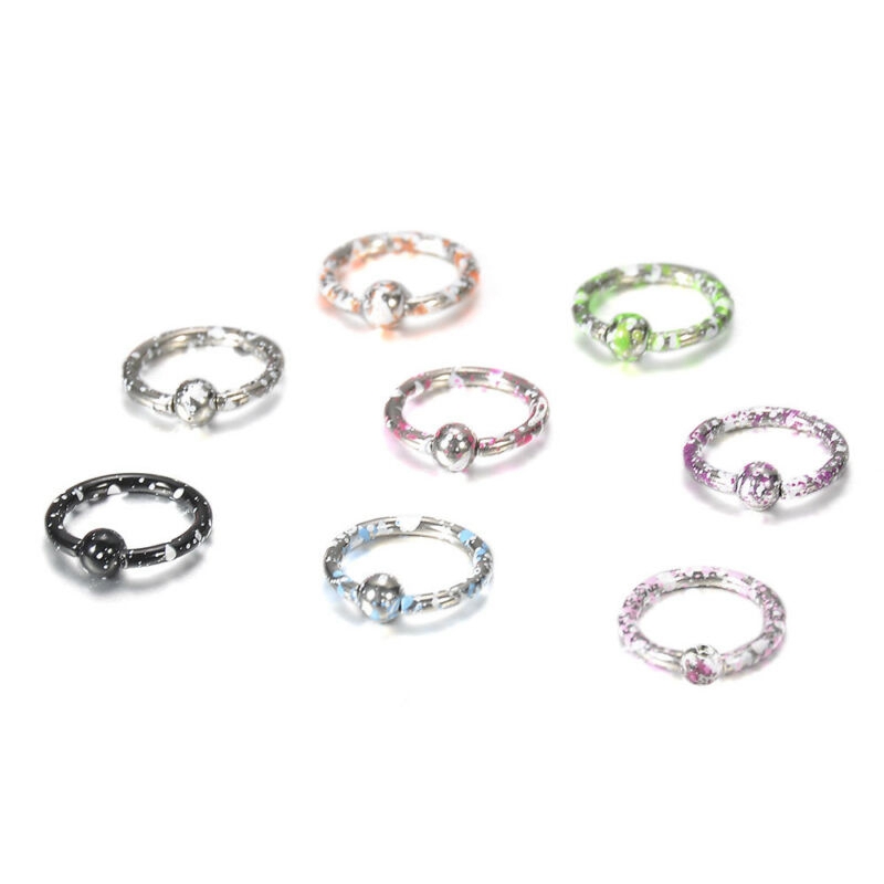 8x Nose Open Hoop Sleeper Ring Lip Earring Body Piercing Stainless Steel Jewelry - 图片 10