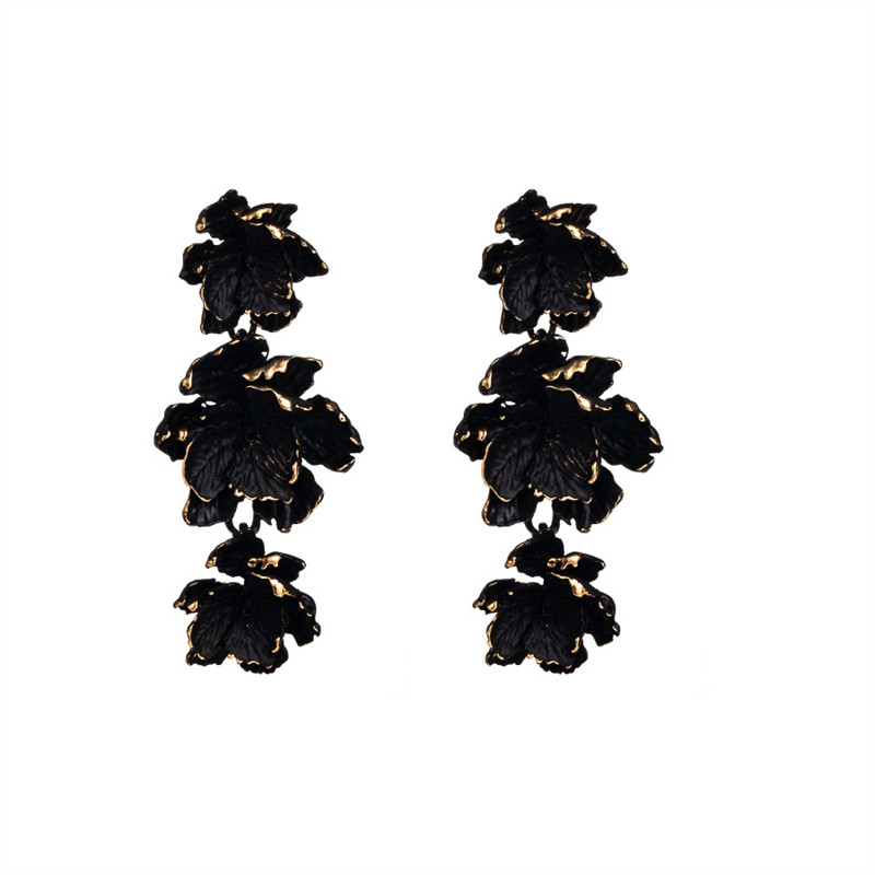 Flower Earrings Fashion Personality Multi-Layer Alloy Spray Paint Women Eardrop - 图片 3
