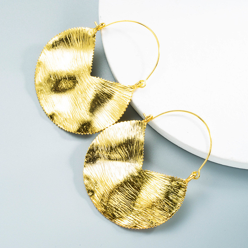 Alloy Earrings Retro Geometric Texture Ear Ring Simple Pleated Earrings Za Earrings