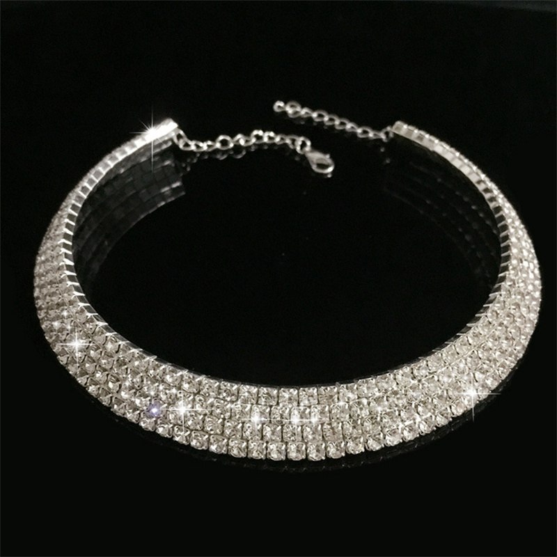 European American Harajuku Fashion and Fully-Jewelled Crystal Short Neck Band Clavicle Chain Neck Chain Gang Drill Choker Neckband Necklace Women Wholesale - 图片 5