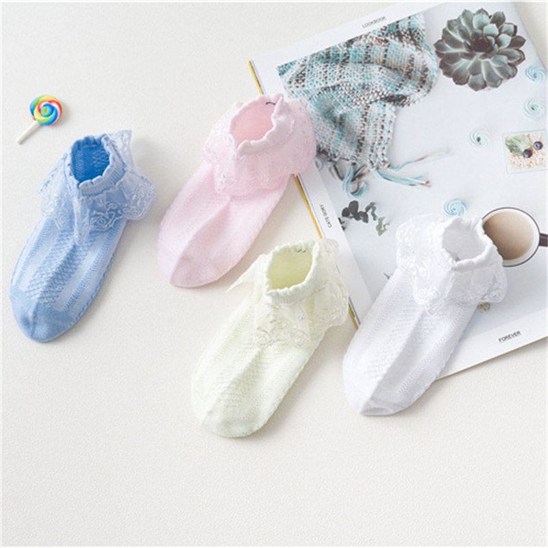 Children's Lace Socks Girls' Cotton Socks Spring and Autumn Thin Summer Japanese Lace Princess Short Socks Baby White Dance - 图片 9