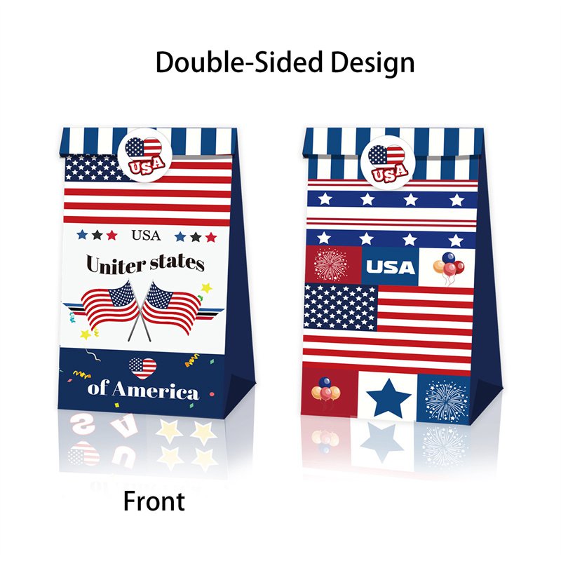 Lb225 Amazon American Independence Day Flag Celebration Party Gift Candy Flat Bottom Kraft Paper Bag - 图片 7