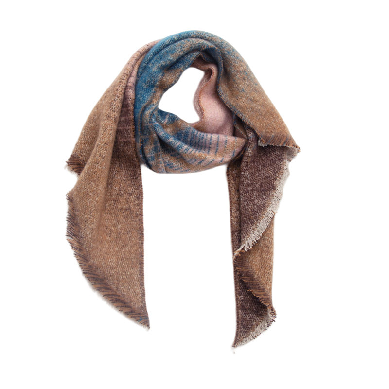 Women's Shawl Autumn and Winter Thickened Circle Yarn Striped Bevel Scarf Keep Warm - 图片 10