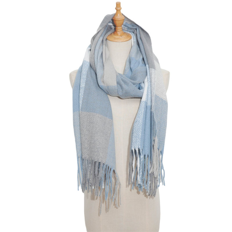 Plaid Scarf Autumn and Winter Thickened Tassel Scarf Rainbow Scarf Shawl Keep Warm - 图片 14