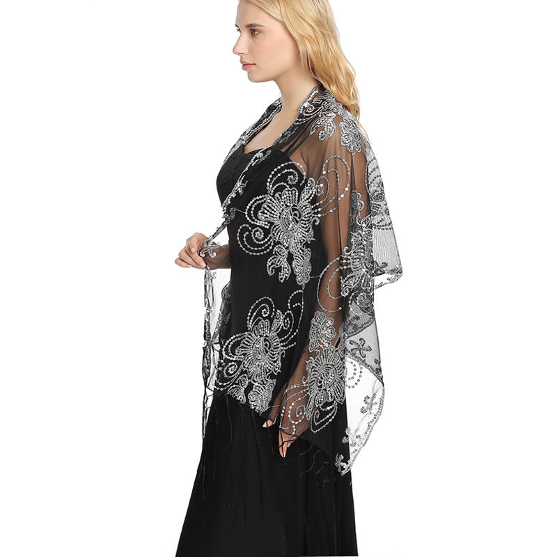 Sequined Embroidered Tassel Shawl Evening Dress Dinner Shawl Women Cheongsam Shawl - 图片 5