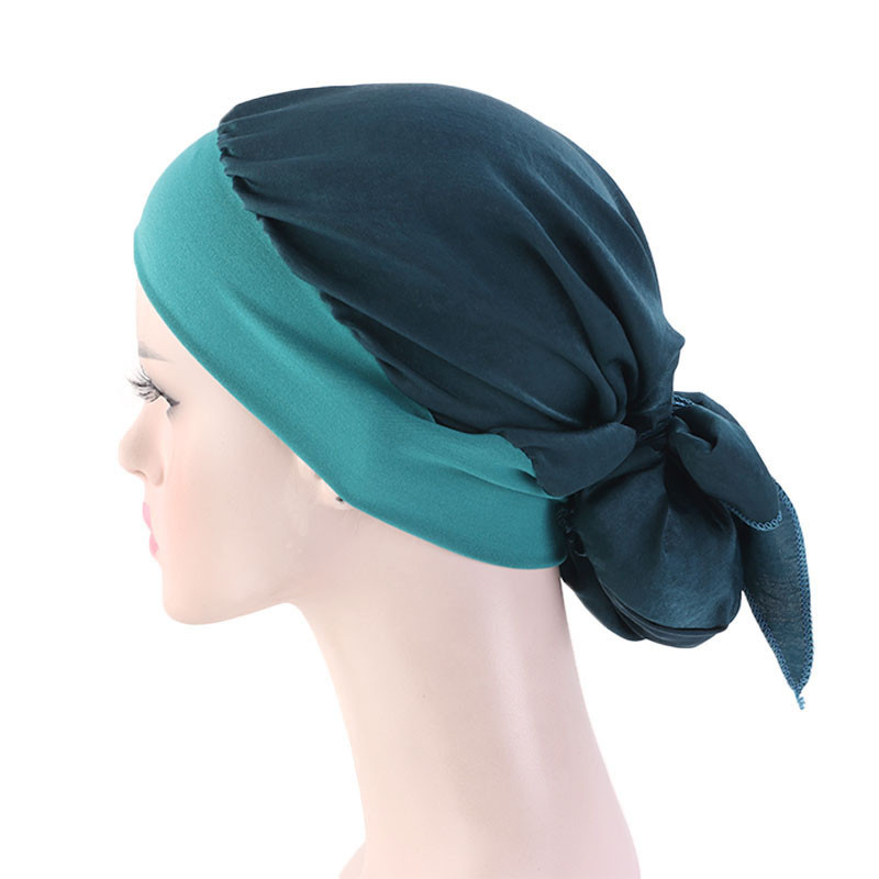 Pure Color Imitation Silk Tam-O'-Shanter Elastic Ribbon Woven Hat Pirate Hat - 图片 7