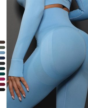 European and American Seamless Knitted Small Crescent Breathable Quick-Drying Fitness Pants High Waist Peach Hip Tight Stretch Hip Lift Yoga Pants