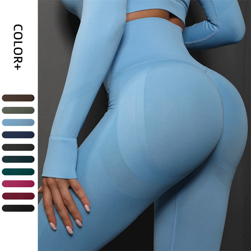 European and American Seamless Knitted Small Crescent Breathable Quick-Drying Fitness Pants High Waist Peach Hip Tight Stretch Hip Lift Yoga Pants