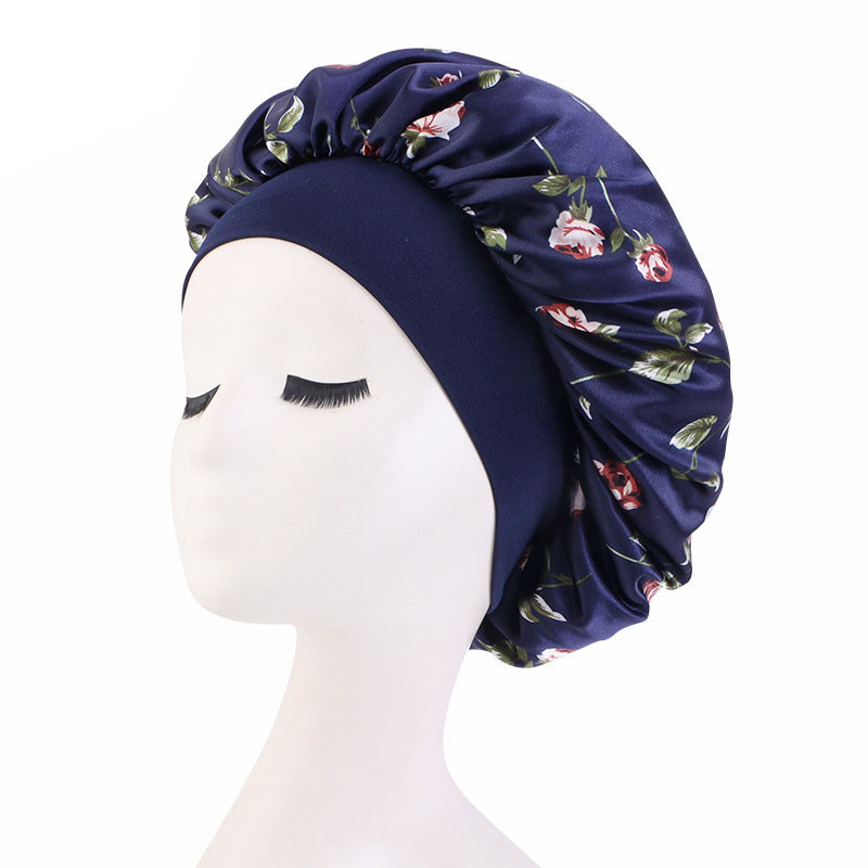 Pansy Type Satin Wide Brim Nightcap Shower Cap Beauty and Hairdressing Hat - 图片 12