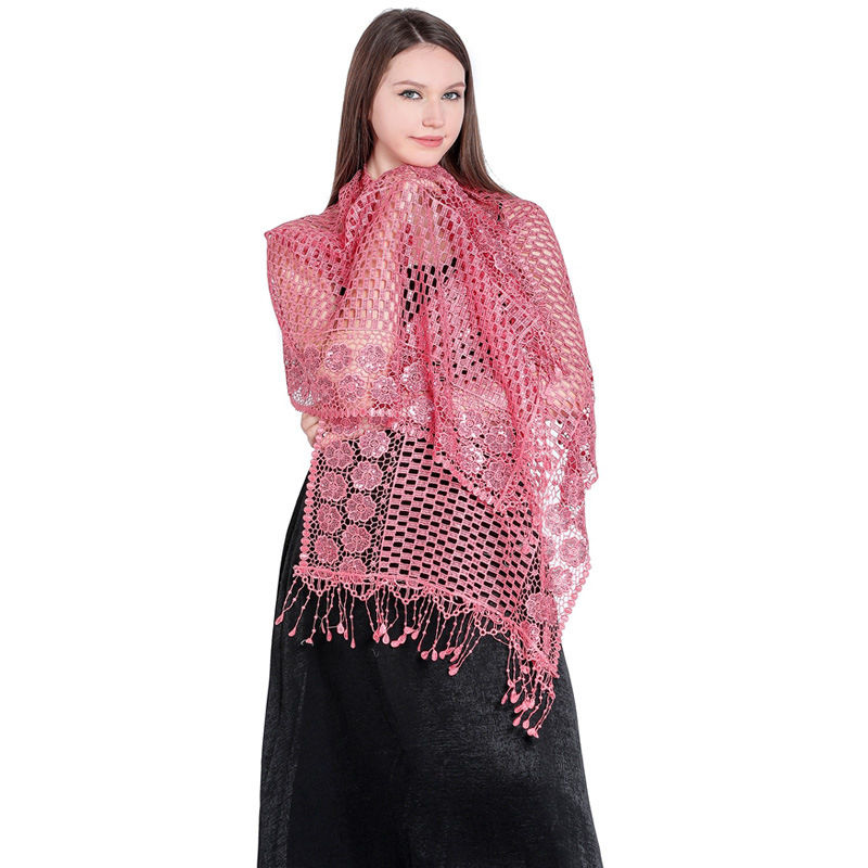 Sequin Embroidered Dress Shawl Dinner Shawl Water Soluble Sequin Tassel Shawl - 图片 9