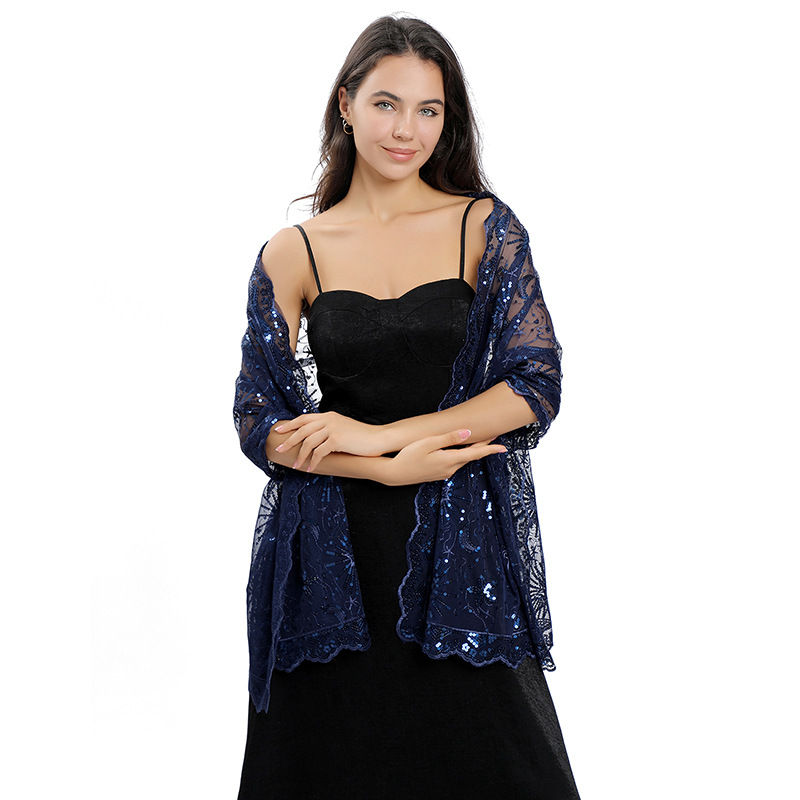 Star Moon Embroidered Shawl Dress Evening Gown Cheongsam Outerwear Shawl Women - Image 5