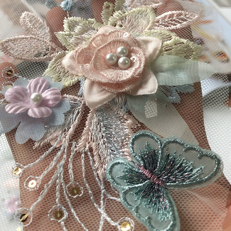 Three-Dimensional Sequin Flower Embroidery Beads Cloth Sticker Butterfly Patch Skirt Hanfu Decoration Accessories Diy - 图片 5