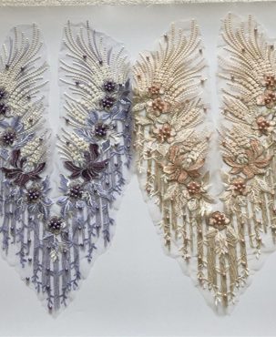 Embroidery Handmade Beaded Rhinestone Cloth Sticker Flower Lace Wedding Dress Patch Clothing Ornaments Accessories