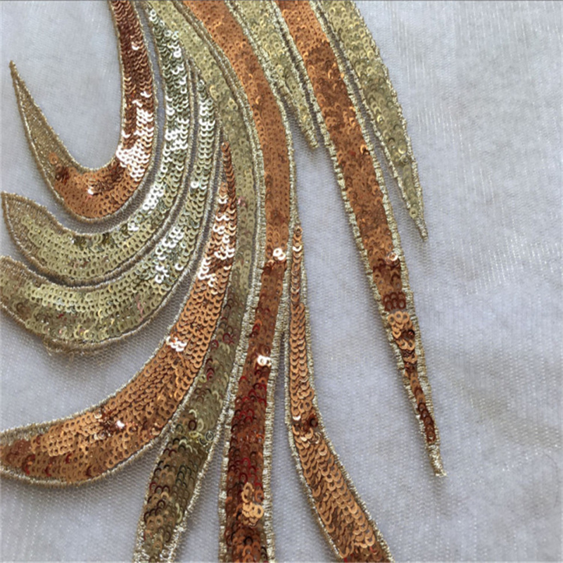 Sequin Gauze Embroidered Cloth Applique Large Patch Performance Clothes Decorative Cheongsam Accessories Handmade Diy - 图片 8