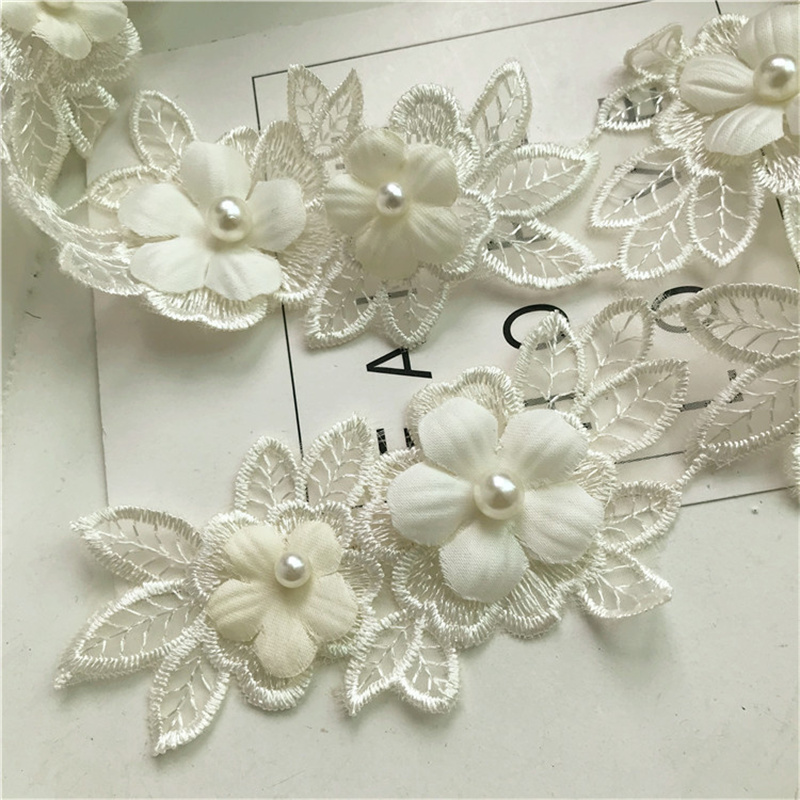 Organza Flower Lace Clothing Accessories Embroidery Mesh Lace Three-Dimensional Flower Diy Decoration Formal Dress Accessories - 图片 10