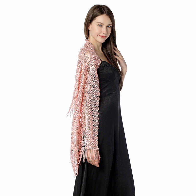 Water-Soluble Sequined Embroidered Shawl Three-Side Tassel Dress Shawl Dinner Cape Women - 图片 7