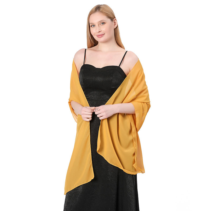 Solid Color Chiffon Dinner Shawl Dress Cheongsam Party Shawl Scarf Dual-Use Women - 图片 5