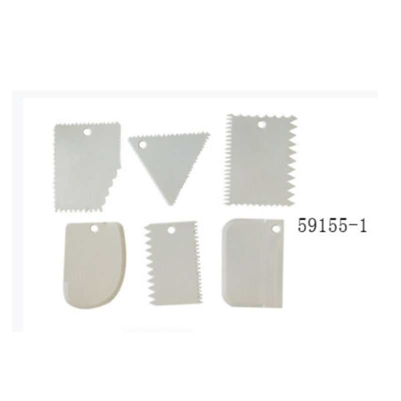 Color 6-Piece Plastic Trapezoidal Semicircle ARC Triangle Serrated Cake Cream Scraper - 图片 5
