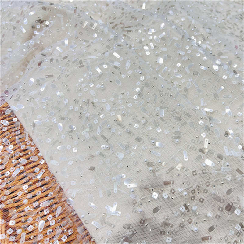 Pearl Melon Seeds Sequined Fabric DIY Clothing Wedding Sequined Fabric - 图片 6
