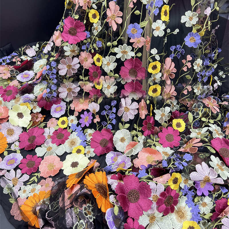 Flower Three-Dimensional Mesh Lace Embroidery Fabric DIY Evening Dress Fabric Lace - 图片 5