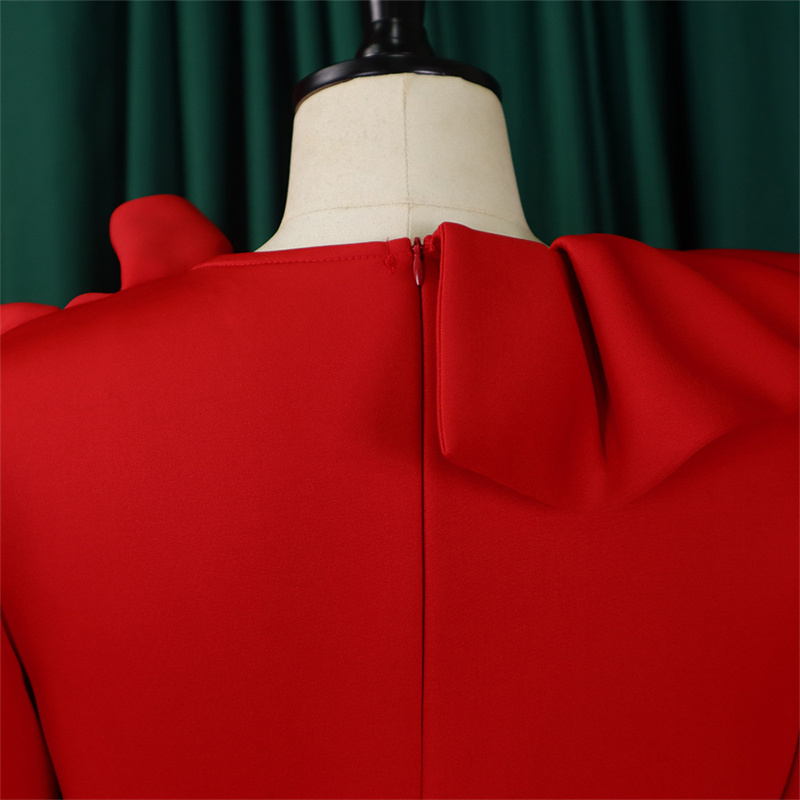 Women's Clothing Fashion Elegant Solid Color Large Swing Skirt Ruffled Dress - 图片 12