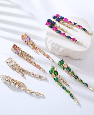 Geometric Earrings Long Glass Rhinestone Tassel Earrings Personality Fashion