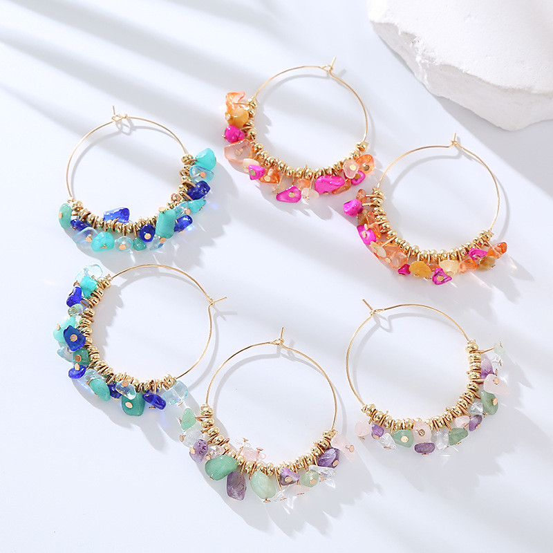 Retro Bohemian Ethnic Style Earrings Female Holiday Elegant Earrings Geometric Irregular Resin
