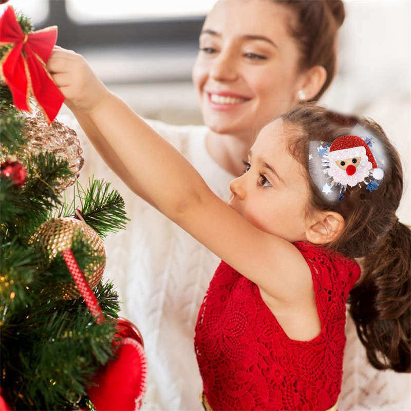 2PC Christmas Hairpin Headdress Children's Party Decor Cartoon Side Clip Christmas Duckbill Clip - Image 6