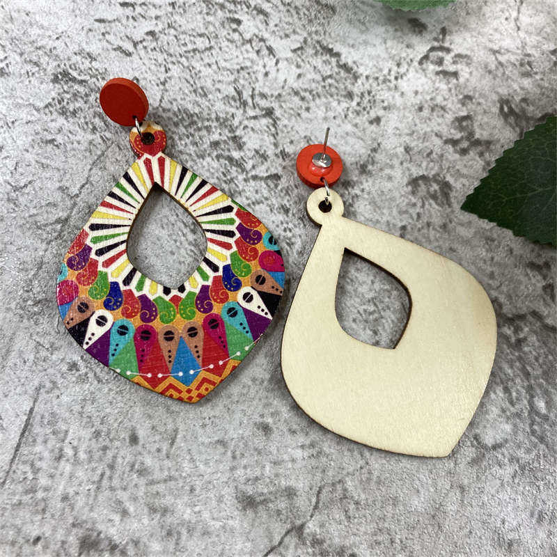 Retro Earrings Ornament Jewelry Antique Earrings Wooden Dangle Earrings Bohemian Style - 图片 14