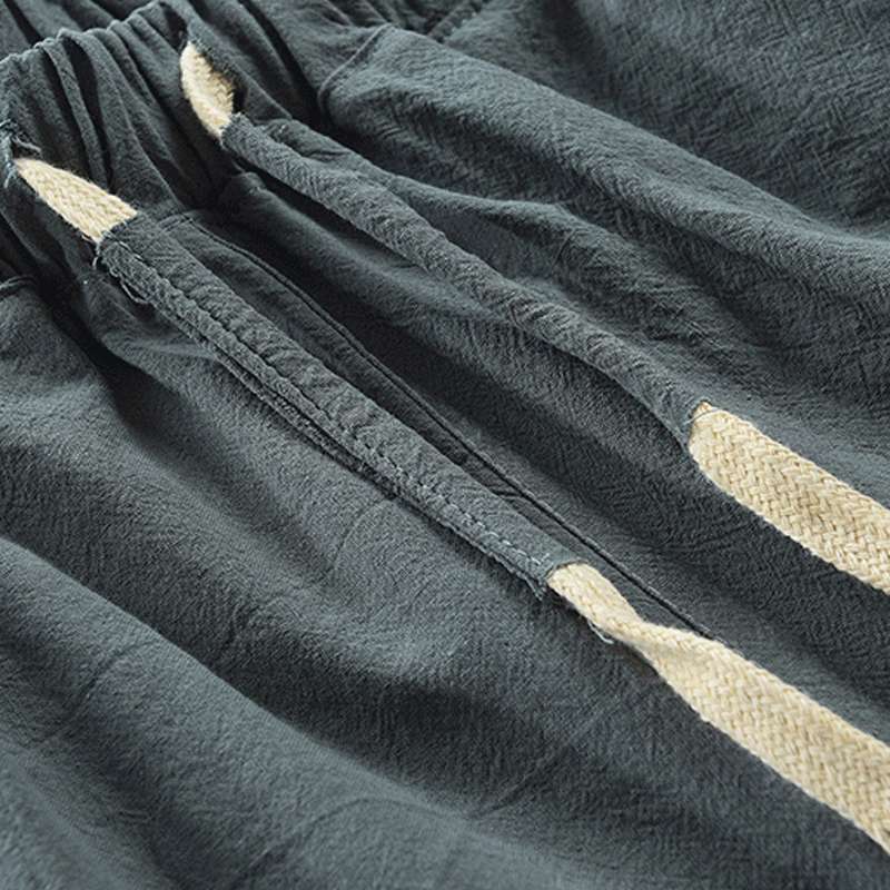 Mens 3/4 Long Length Shorts Casual Loose Elastic Waist Linen Capri Sport Pants - Image 13