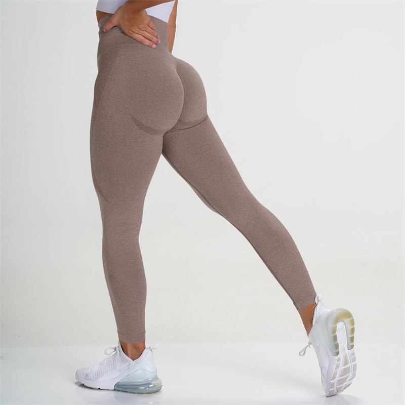 European and American Seamless Knitted Small Crescent Breathable Quick-Drying Fitness Pants High Waist Peach Hip Tight Stretch Hip Lift Yoga Pants - Image 13