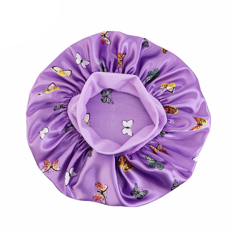 Pansy Type Satin Wide Brim Nightcap Shower Cap Beauty and Hairdressing Hat - 图片 13