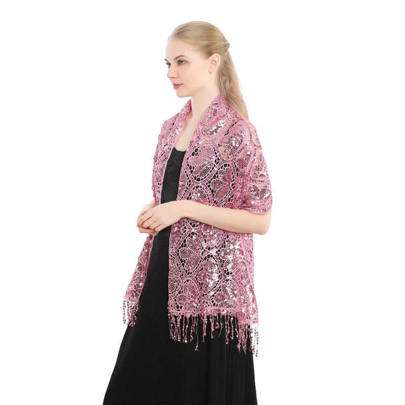 Elegant Sequined Tassel Shawl Dress Cheongsam Outerwear Shawl Sequined Shawl - 图片 8