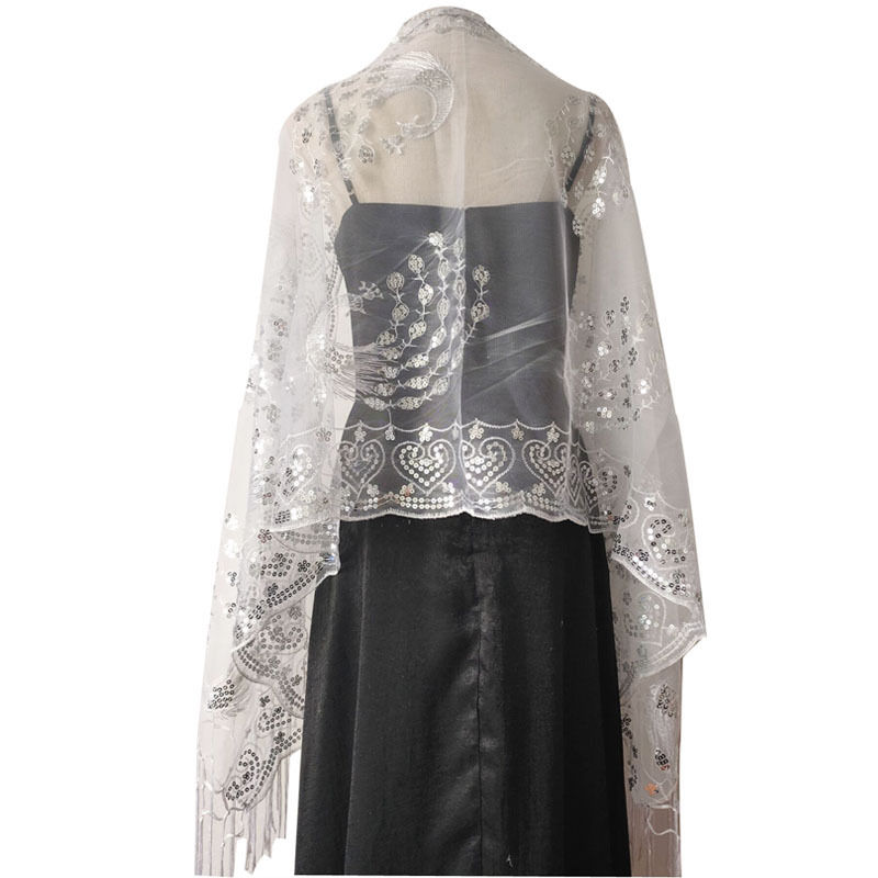 Sequined Shawl Peacock Embroidery Sequined Tassel Shawl Party Banquet Evening Gown Shawl - 图片 9