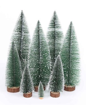 4PC Mini Christmas Tree Desktop Decor DIY Pine Tree Christmas Decor Christmas White Cedar