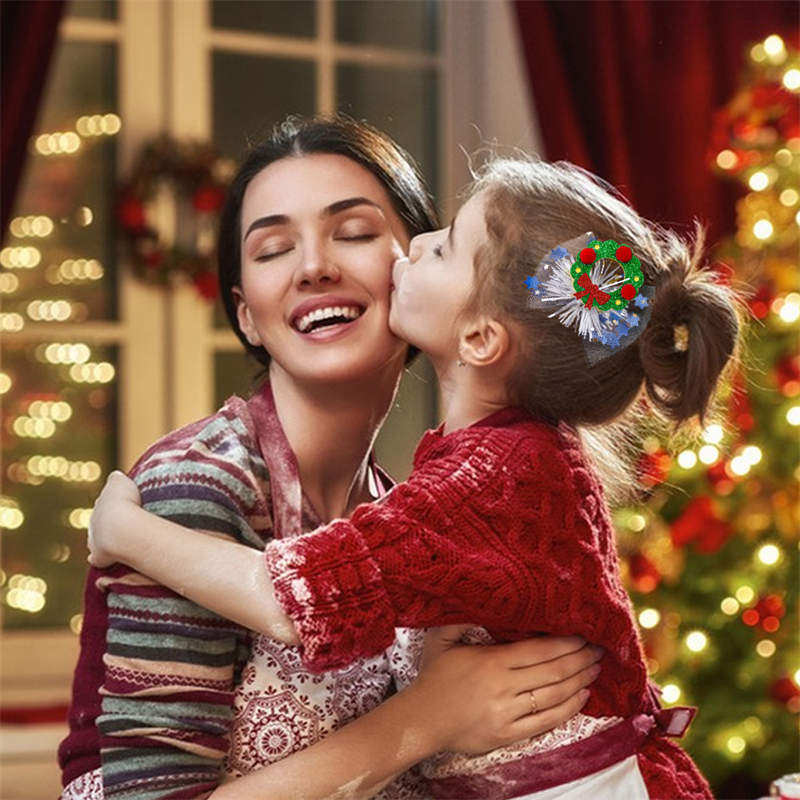 2PC Christmas Hairpin Headdress Children's Party Decor Cartoon Side Clip Christmas Duckbill Clip - Image 7