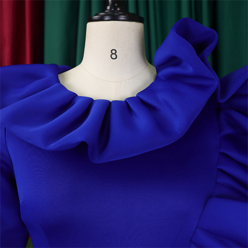 Women's Clothing Fashion Elegant Solid Color Large Swing Skirt Ruffled Dress - 图片 14