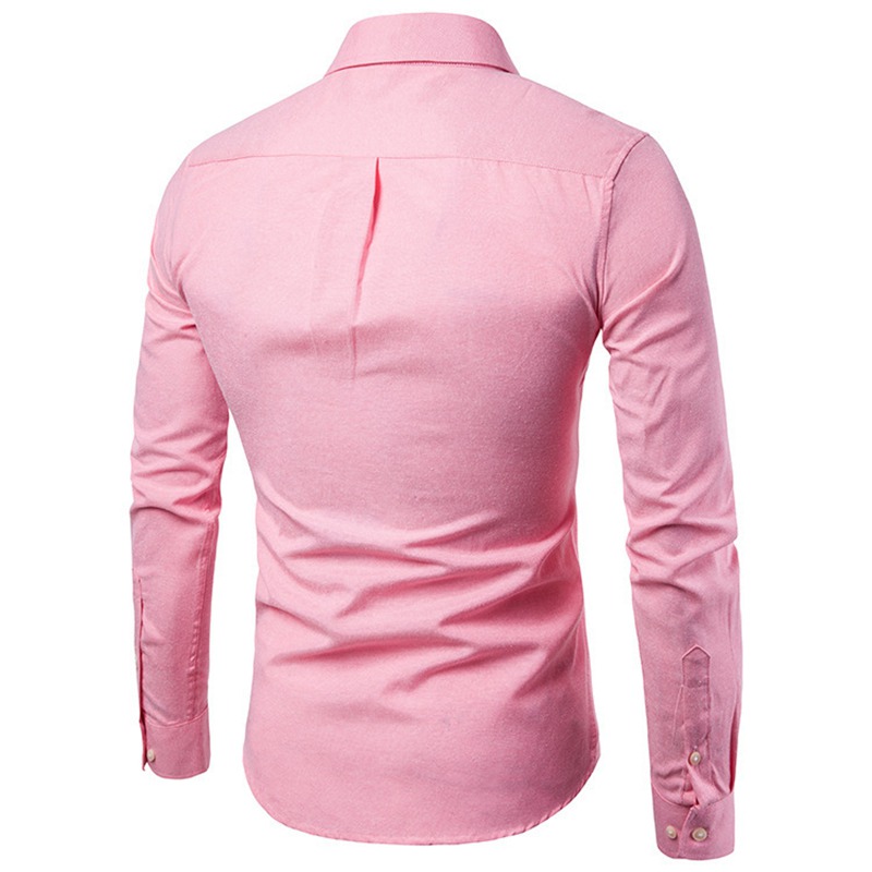 Mens Oxford Cotton Casual Button Down Dress Shirt Slim Fit Shirt Top Long Sleeve - 图片 9