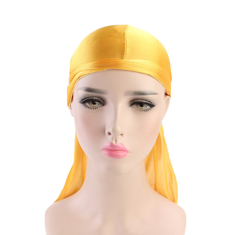 Men's and Women's Silk-like Long Tail Turban Hat Pirate Hat Silky Durag Hair Cap - 图片 9